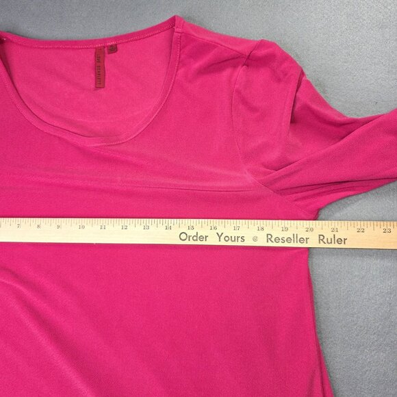 Love Scarlett Shirt Womens XL Pink Bell Sleeve Lace Trim Stretch Pullover Top - Picture 6 of 11